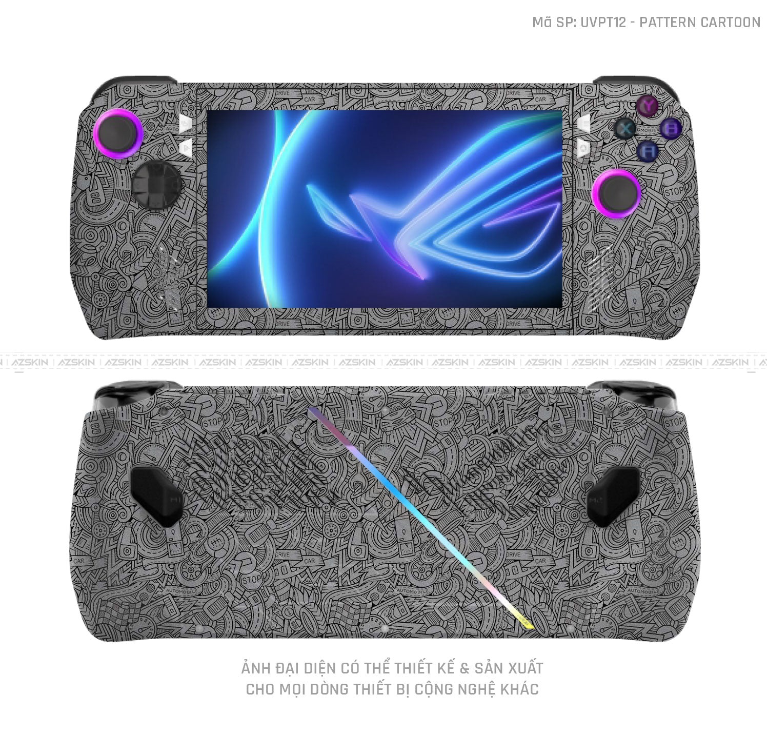 Dán Skin Máy Chơi Game Asus ROG Vân Pattern Cartoon Xám | UVPT12 ...
