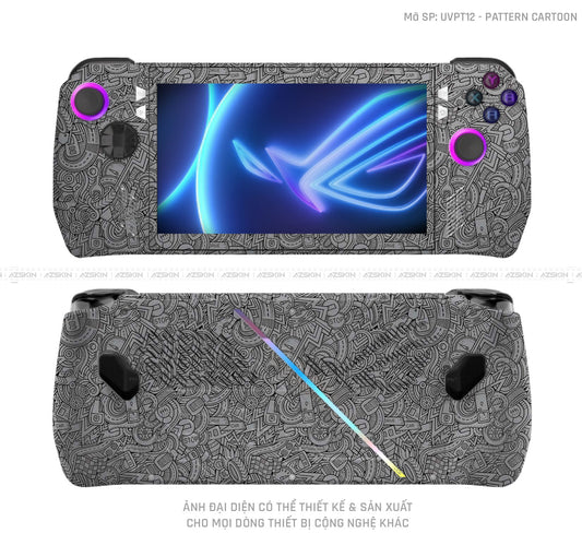 Dán Skin Máy Chơi Game Asus ROG Vân Pattern Cartoon Xám | UVPT12