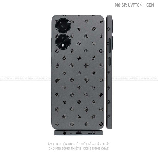 Miếng Dán Skin Điện Thoại OPPO A Series Vân Nổi ICON Xám | UVPT04