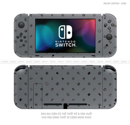 Dán Skin Máy Chơi Game Nintendo Switch Vân ICON Xám | UVPT04