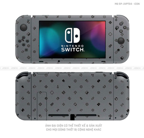 Dán Skin Máy Chơi Game Nintendo Switch Vân ICON Xám | UVPT04