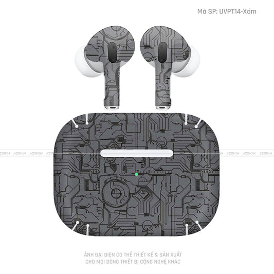 Dán Skin Tai Nghe Airpod 3 Vân Nổi Vi Mạch 2023 Xám | UVPT14