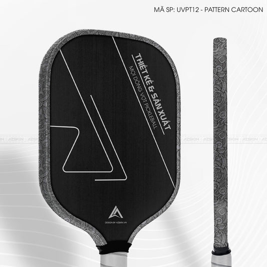 Miếng Dán Viền Vợt Pickleball Skin Vân Nổi Pattern Cartoon Xám | UVPT12