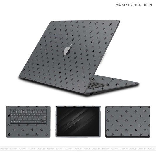 Dán Skin Macbook Vân Nổi ICON Xám | UVPT04