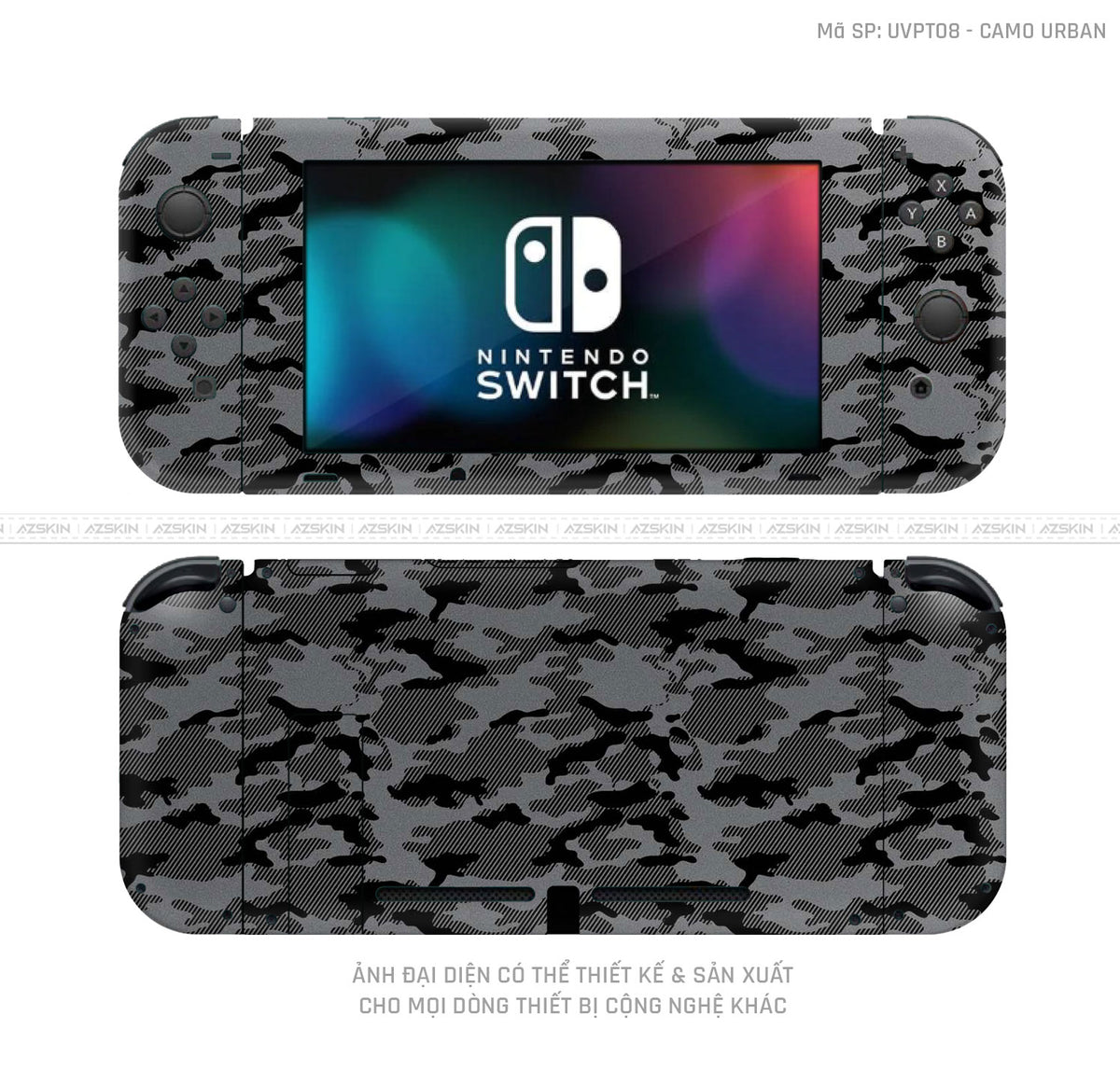 Dán Skin Máy Chơi Game Nintendo Switch Vân Camo Digital Xám | UVPT08