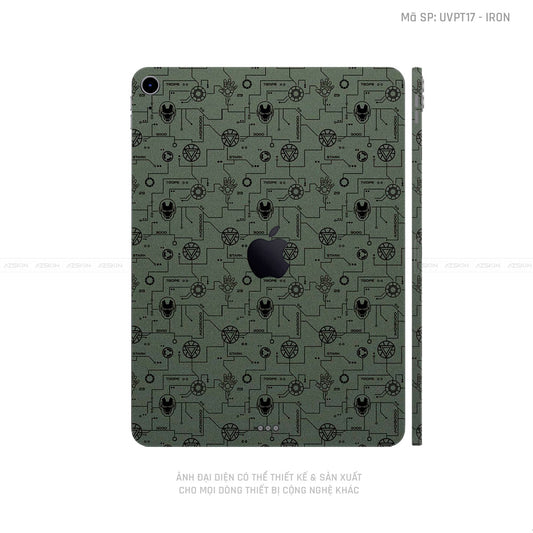 Dán Skin IPad Mini Series Vân Nổi IRonman Xanh | UVPT17