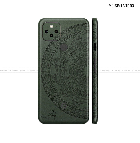 Dán Skin Google Pixel 5 Series Vân Trống Đồng Xanh Midnight | UVTD03