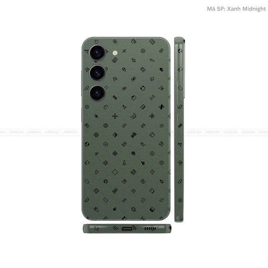 Dán Skin Galaxy S23 Series Vân Nổi Pattern ICON Xanh | UVPT04