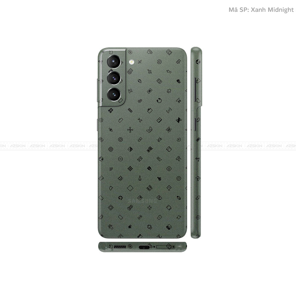 Dán Skin Galaxy S21 Series Vân ICON Xanh | UVPT04