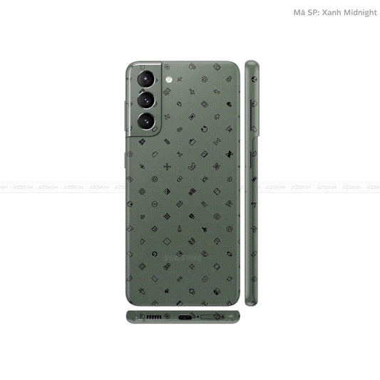 Dán Skin Galaxy S21 Series Vân ICON Xanh | UVPT04