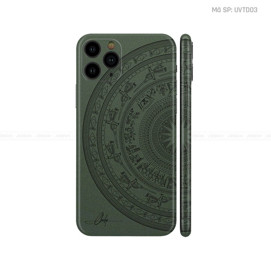 Dán Skin IPhone 11 Series Vân Trống Đồng Xanh Midnight | UVTD03