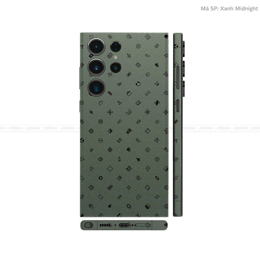 Dán Skin Galaxy S23 Series Vân Nổi Pattern ICON Xanh | UVPT04