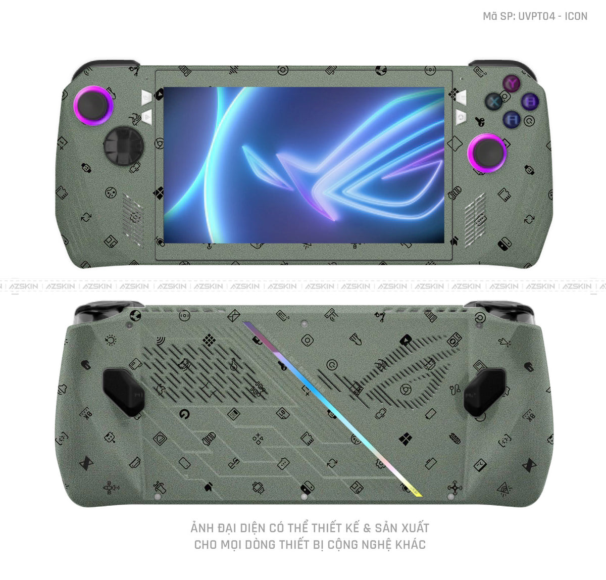 Dán Skin Máy Chơi Game Asus ROG Vân ICON Xanh | UVPT04
