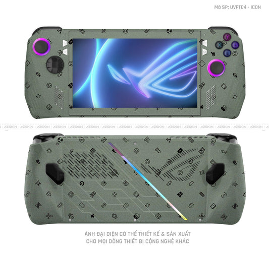 Dán Skin Máy Chơi Game Asus ROG Vân ICON Xanh | UVPT04