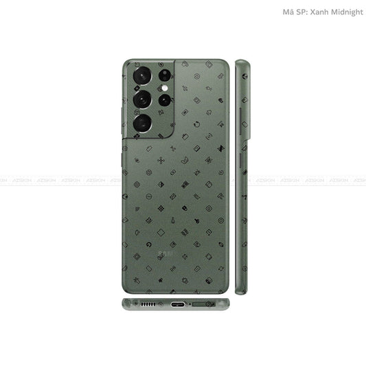 Dán Skin Galaxy S21 Series Vân ICON Xanh | UVPT04
