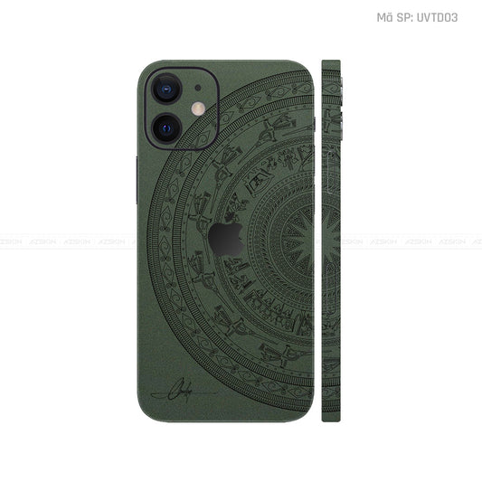 Dán Skin IPhone 12 Series Vân Trống Đồng Xanh Midnight | UVTD03