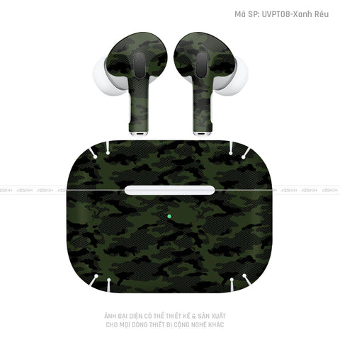 Dán Skin Tai Nghe Airpod Pro/ Pro 2 Vân Camo Urban Xanh | UVPT08