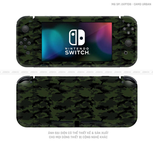 Dán Skin Máy Chơi Game Nintendo Switch Vân Camo Digital Xanh | UVPT08