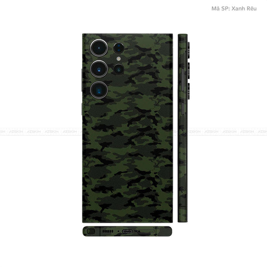Dán Skin Samsung Galaxy S24 Series Vân Nổi Camo Xanh | UVPT08