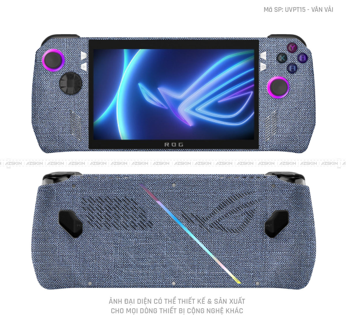 Dán Skin Máy Chơi Game Asus ROG Vân Vải Xanh Blue | UVPT15