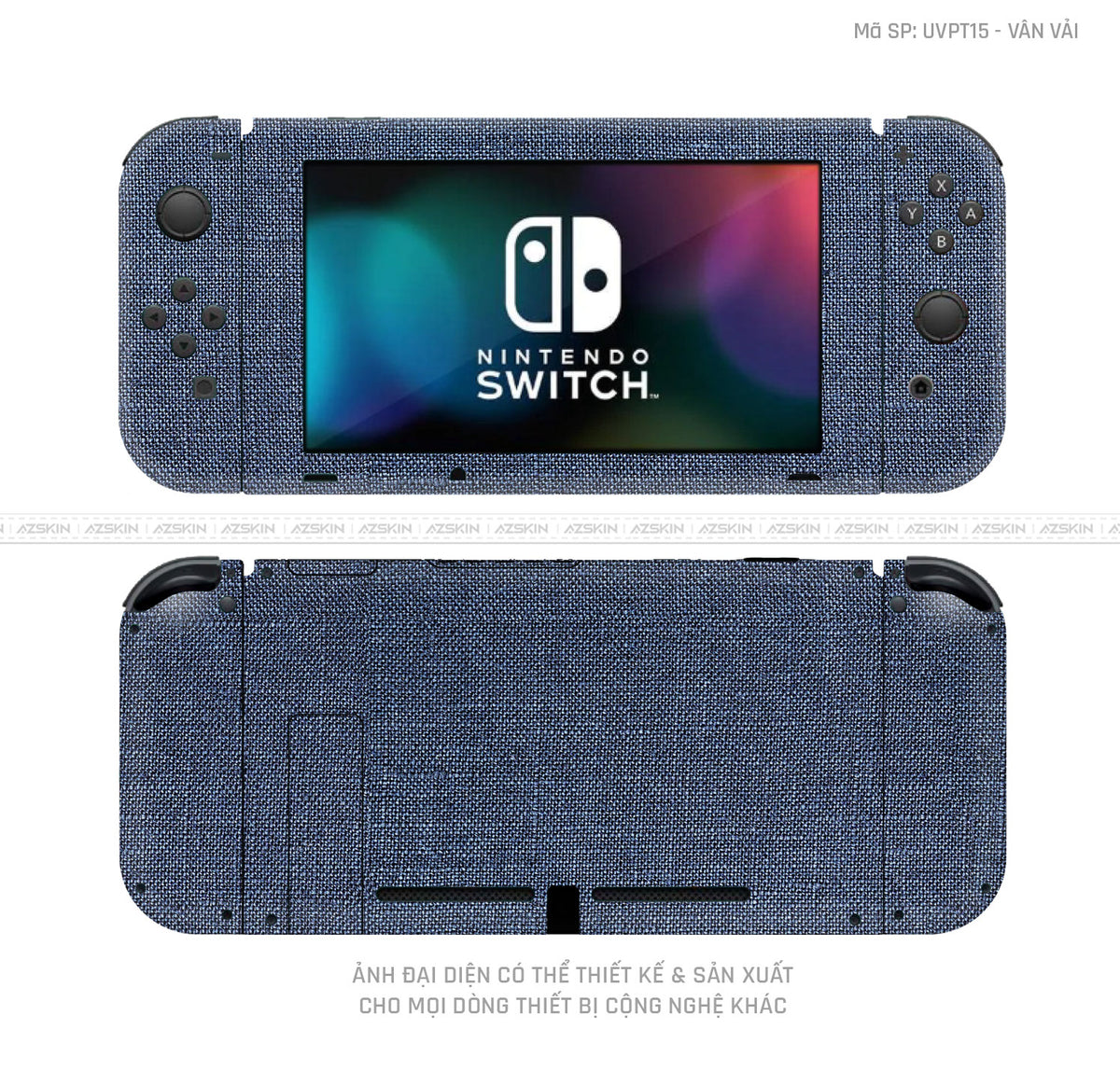 Dán Skin Máy Chơi Game Nintendo Switch Vân Vải Xanh Blue | UVPT15