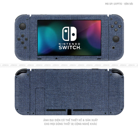 Dán Skin Máy Chơi Game Nintendo Switch Vân Vải Xanh Blue | UVPT15