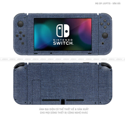 Dán Skin Máy Chơi Game Nintendo Switch Vân Vải Xanh Blue | UVPT15