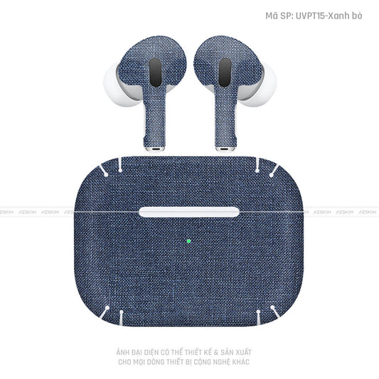 Dán Skin Tai Nghe Airpod 3 Vân Vải Xanh Bò | UVPT15