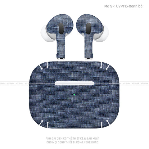 Dán Skin Tai Nghe Airpod 3 Vân Vải Xanh Bò | UVPT15