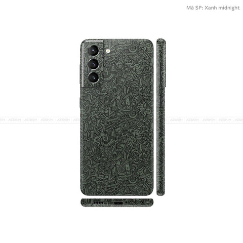 Dán Skin Galaxy S21 Series Vân Pattern Cartoon Xanh | UVPT12
