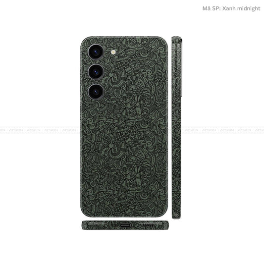 Dán Skin Galaxy S23 Series Vân Nổi Pattern Cartoon Xanh | UVPT12