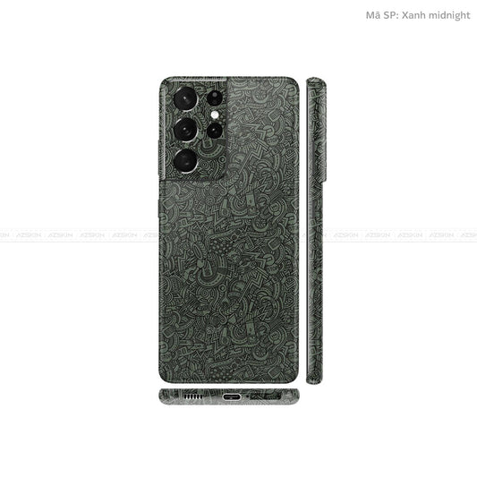 Dán Skin Galaxy S21 Series Vân Pattern Cartoon Xanh | UVPT12