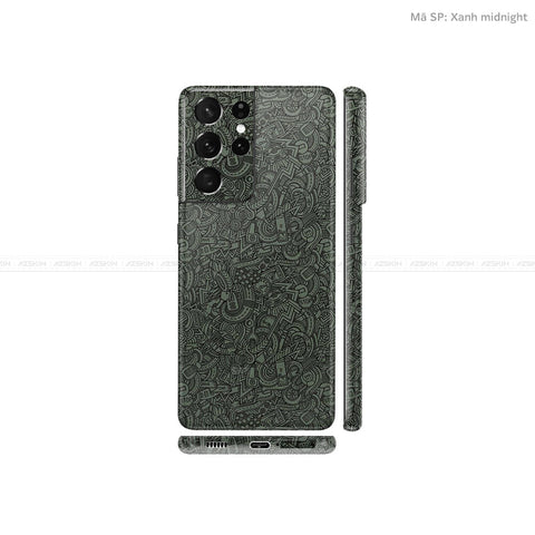 Dán Skin Galaxy S21 Series Vân Pattern Cartoon Xanh | UVPT12