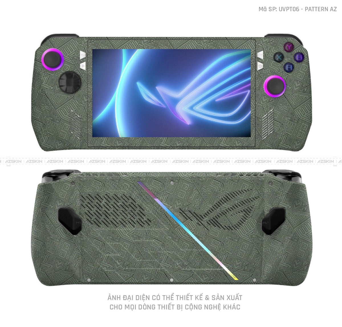 Dán Skin Máy Chơi Game Asus ROG Vân Pattern AZ Xanh | UVPT06