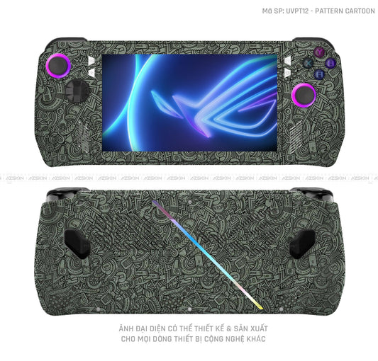 Dán Skin Máy Chơi Game Asus ROG Vân Pattern Cartoon Xanh | UVPT12