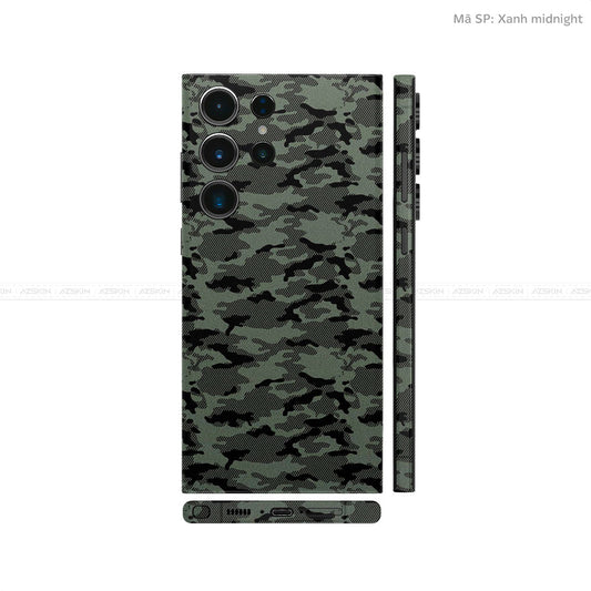 Dán Skin Samsung Galaxy S24 Series Vân Nổi Camo Xanh Midnight | UVPT08