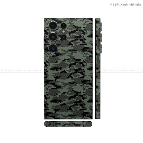 Dán Skin Samsung Galaxy S24 Series Vân Nổi Camo Xanh Midnight | UVPT08