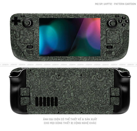 Dán Skin Máy Chơi Game Steam Deck Vân Pattern Cartoon Xanh | UVPT12