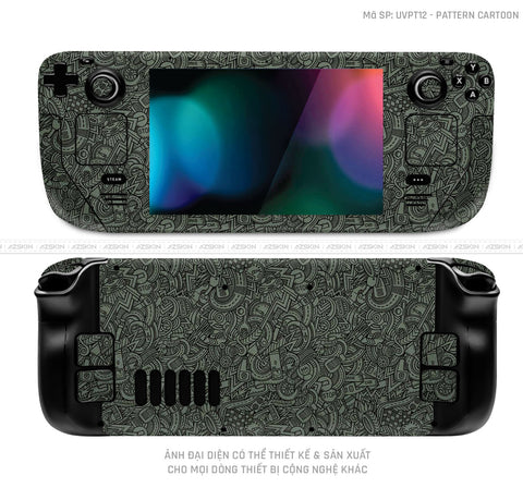 Dán Skin Máy Chơi Game Steam Deck Vân Pattern Cartoon Xanh | UVPT12