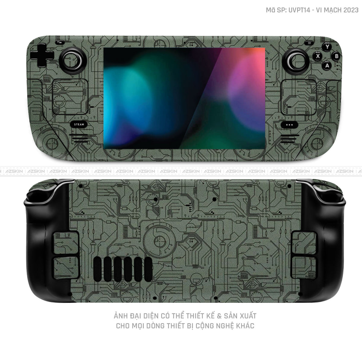 Dán Skin Máy Chơi Game Steam Deck Vân Vi Mạch 2023 Xanh | UVPT14