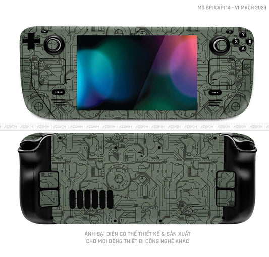 Dán Skin Máy Chơi Game Steam Deck Vân Vi Mạch 2023 Xanh | UVPT14