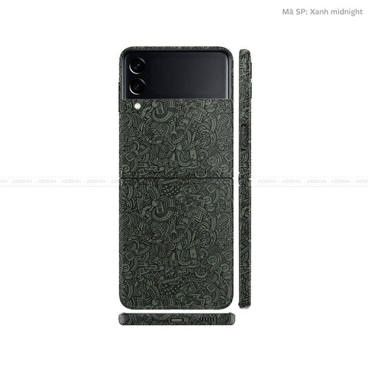 Dán Skin Galaxy Zflip3 Vân Nổi Cartoon Xanh | UVPT12