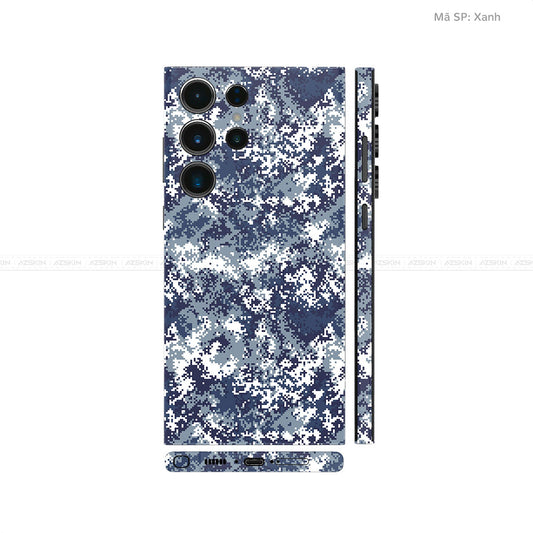 Dán Skin Galaxy S23 Series Vân Nổi Camo Digital Xanh | UVPT11