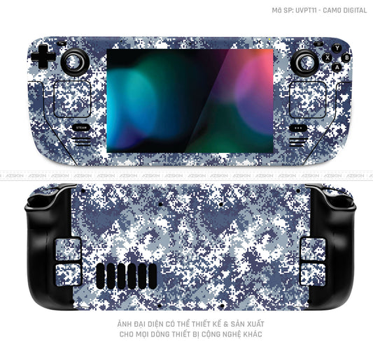 Dán Skin Máy Chơi Game Steam Deck Vân Camo Digital Xanh  | UVPT11