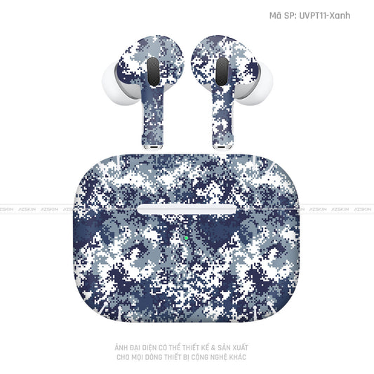 Dán Skin Tai Nghe Airpod 3 Vân Nổi Camo Digital Xanh | UVPT11