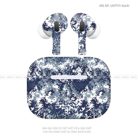 Dán Skin Tai Nghe Airpod 3 Vân Nổi Camo Digital Xanh | UVPT11