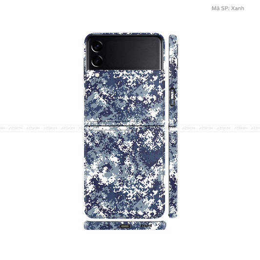 Dán Skin Galaxy Zflip3 Vân Camo Digital Xanh | UVPT11