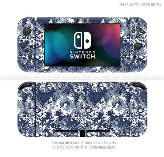 Dán Skin Máy Chơi Game Nintendo Switch Vân Camo Digital Xanh | UVPT11