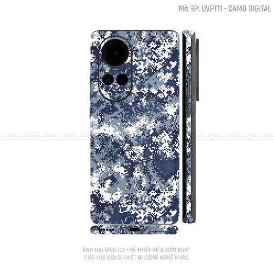 Dán Skin Điện Thoại OPPO Reno Series Vân Camo Digital Xanh | UVPT11