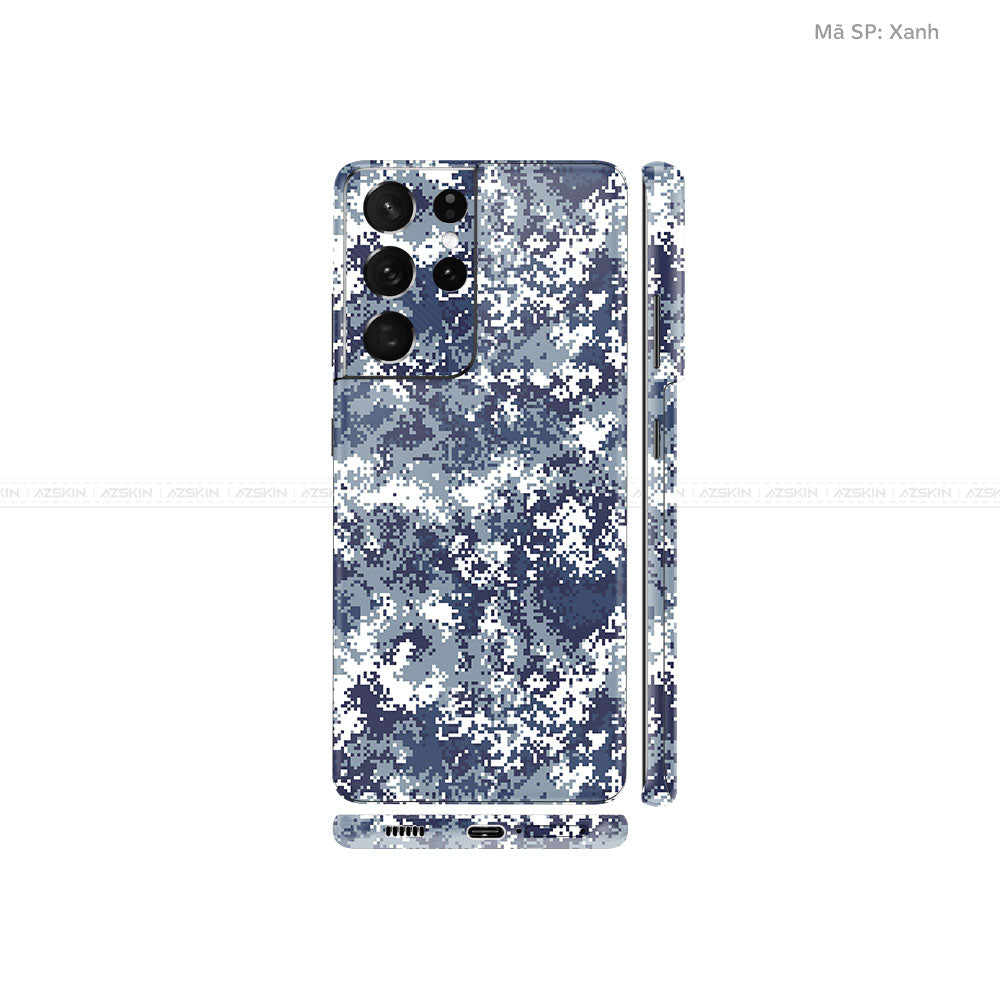 Dán Skin Galaxy S21 Series Vân Camo Digital Xanh | UVPT11